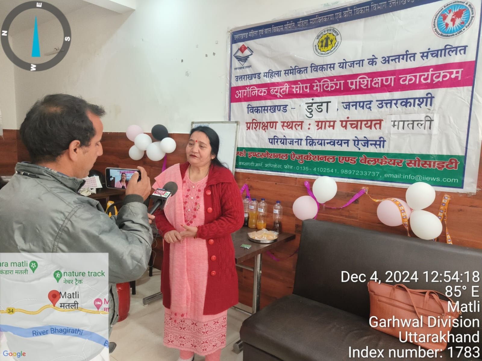 Television interview at the soap making training programme, Matli